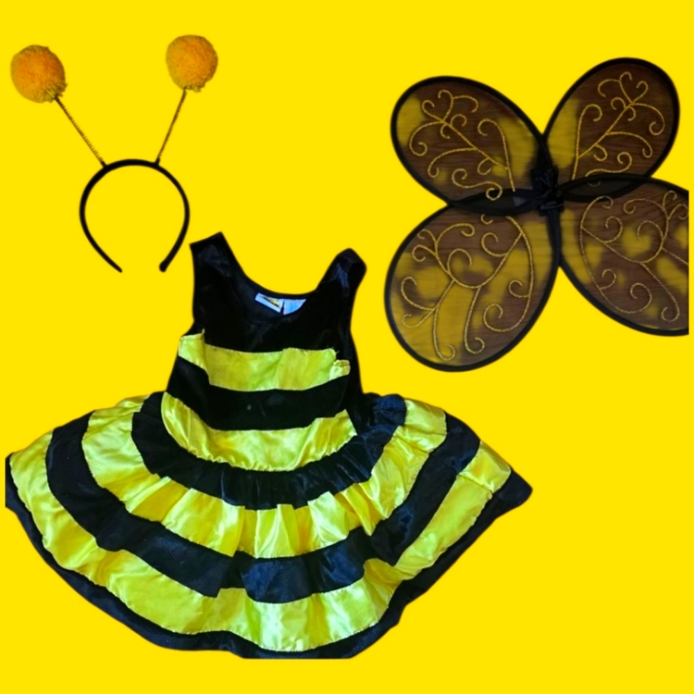 🐝🎃 3t Fun Of A Kind Whimsical Yellow and Black Bee Costume for Halloween